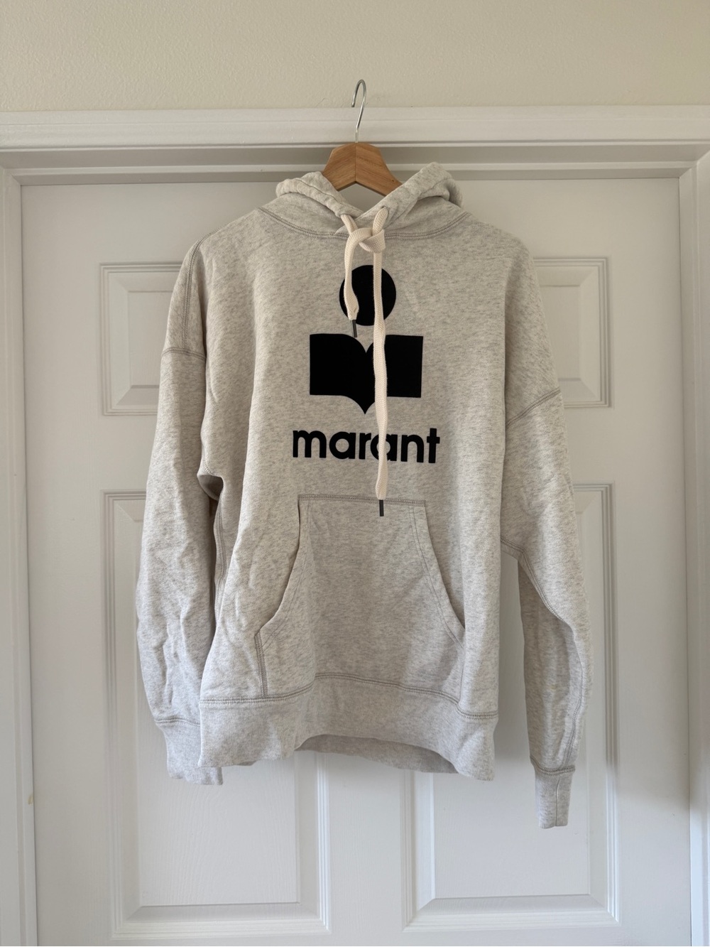Isabel Marant Light Gray Logo Hoodie with Black Print